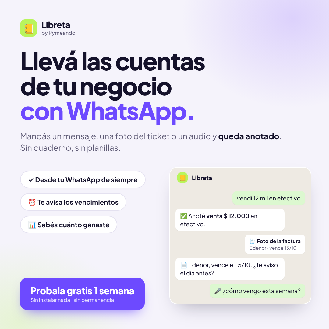 Aviso de Libreta: mandás un mensaje, una foto del ticket o un audio y queda anotado